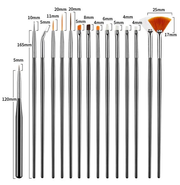 31PCS Acrylic Handle Nail Drawing Pen Set for Professional UV Gel Nail Polish Art Painting Brushes Dotting Tool
