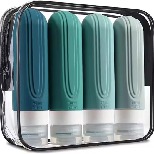 Soft Touch Silicone Travel Split Bottle Set Cosmetics Split Bottle Storage Washing Set With Leakproof Cap