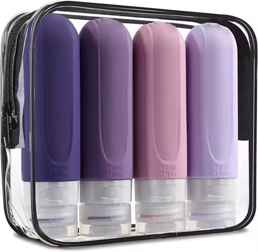 Soft Touch Silicone Travel Split Bottle Set Cosmetics Split Bottle Storage Washing Set With Leakproof Cap