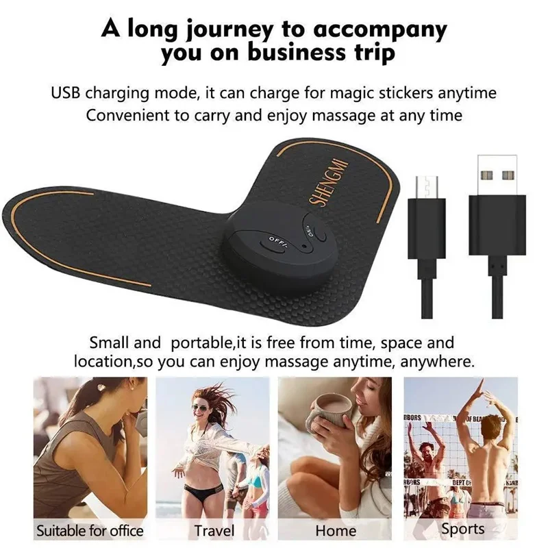 Portable Ems Mini Electric Neck Back Massager Cervical Massage Patch Stimulator