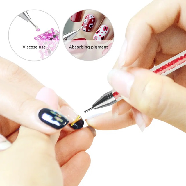 Dual Wax Pen Nail Dotting Brush Double Ended Nail Art Brush for Nail Art Diamond Picker Painting Double Heads Dotting Wax Pen