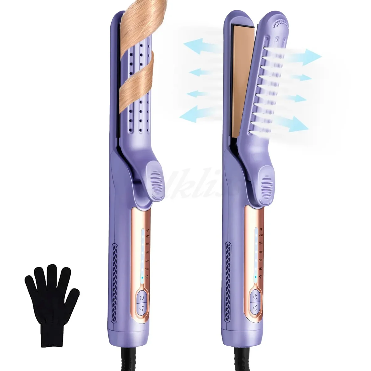 Airflow Cooling Air Vents Styler Professional 2 in 1 Curling Iron and Straightener With Ionic Airflow Ceramic Flat Iron
