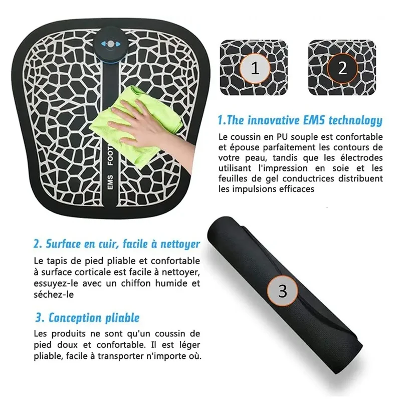 Ems Electric Foot Stimulator Massager, Folding Portable Electric Massage Mat, Full Automatic Massage Foot Circulation Massager
