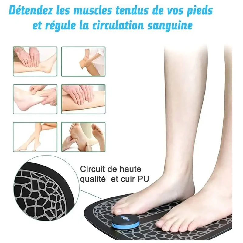 Ems Electric Foot Stimulator Massager, Folding Portable Electric Massage Mat, Full Automatic Massage Foot Circulation Massager
