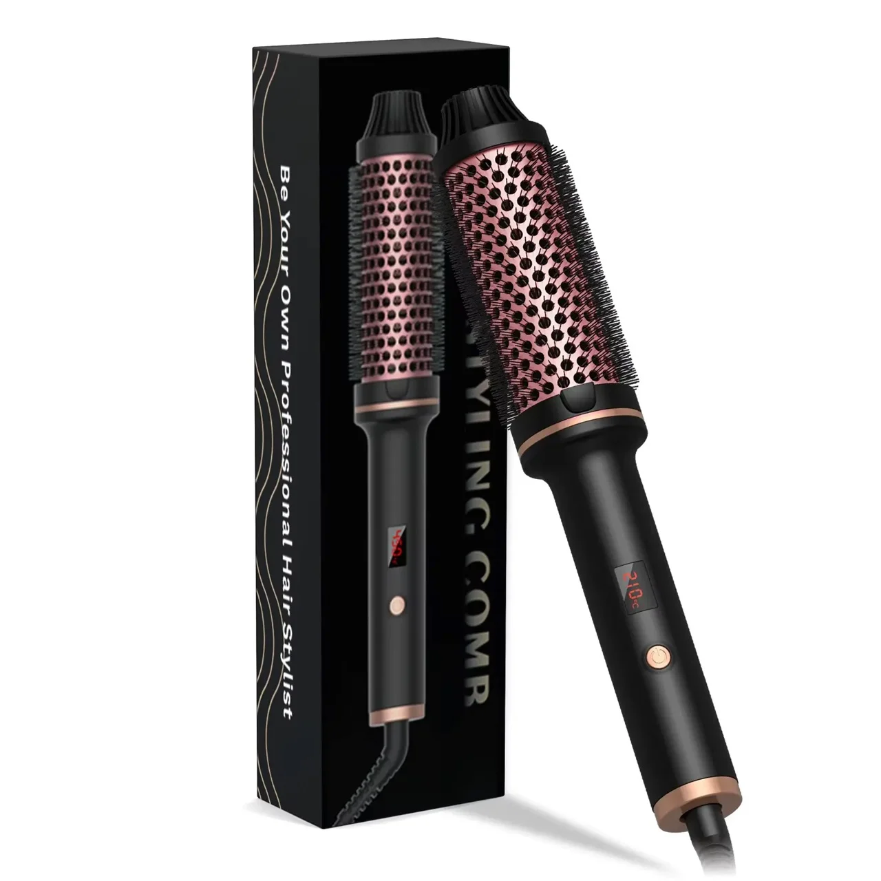 Professional Salon Electric Blower Hair Dryer Brush Dry Fast Hair Curler Rotating Hair Straightener Wand
