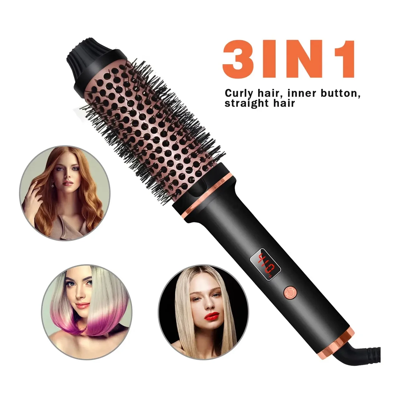 Professional Salon Electric Blower Hair Dryer Brush Dry Fast Hair Curler Rotating Hair Straightener Wand

