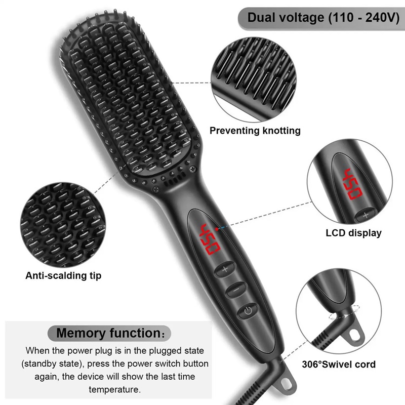 Electric Portable Hair Curler Styling Comb Straightening Soft Hot Straightening Multi-Functional Hair Straightener Hot Comb
