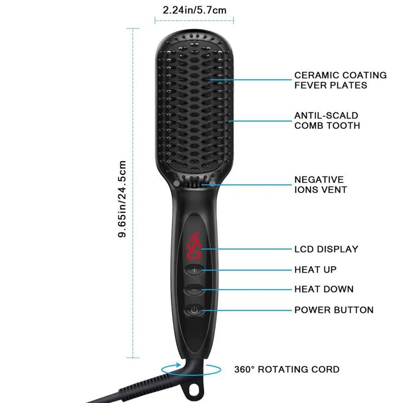 Electric Portable Hair Curler Styling Comb Straightening Soft Hot Straightening Multi-Functional Hair Straightener Hot Comb
