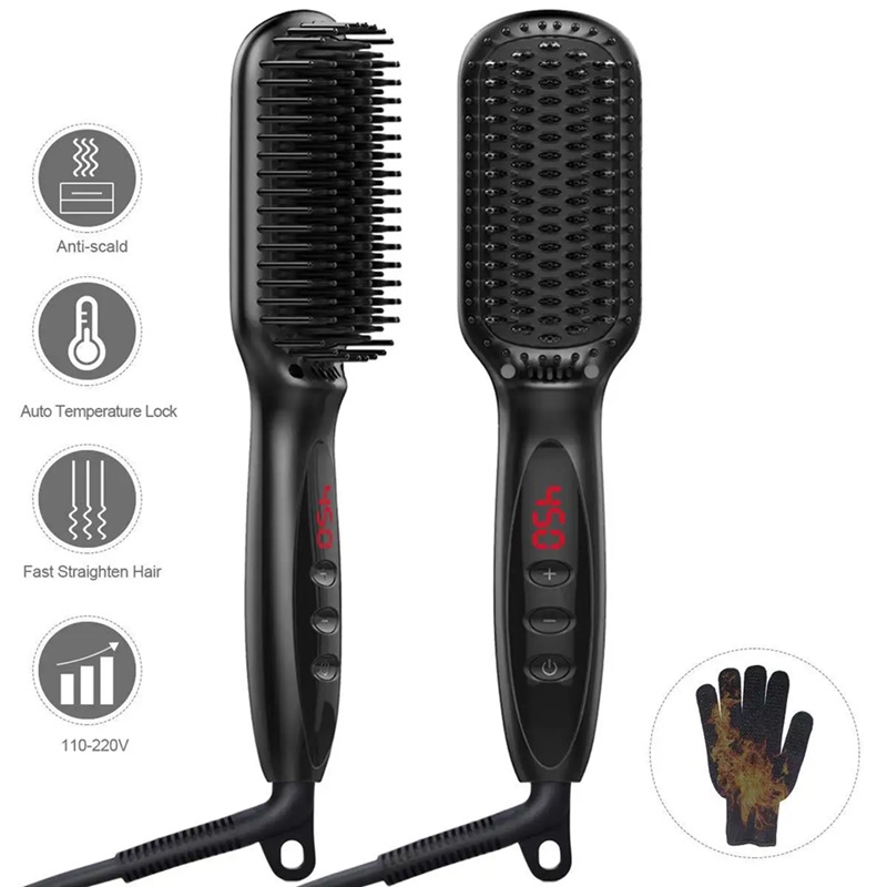 Electric Portable Hair Curler Styling Comb Straightening Soft Hot Straightening Multi-Functional Hair Straightener Hot Comb
