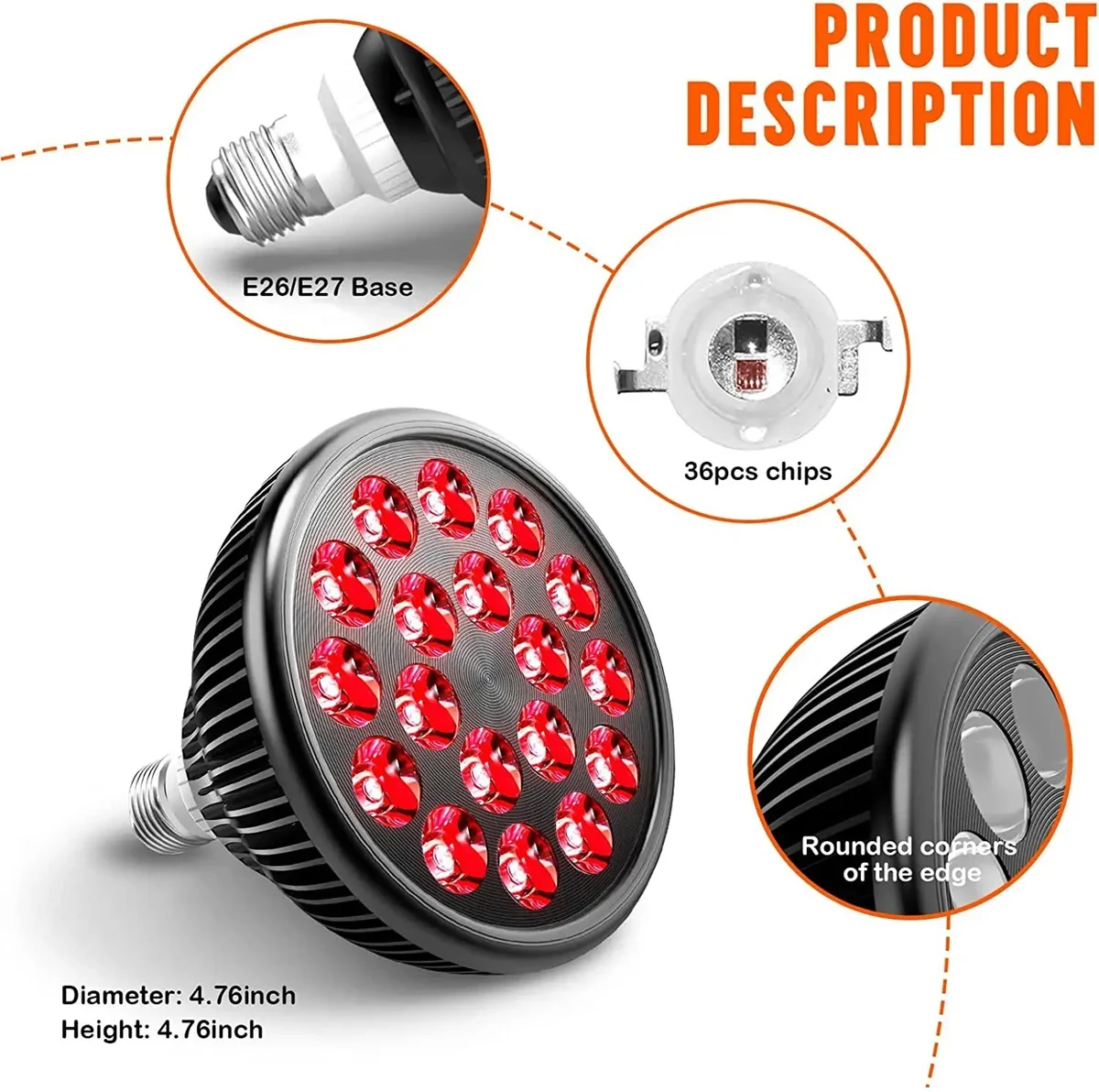 High Efficiency Red Light 54W 660Nm 850Nm Par38 Led Infrared Lamp for Body Therapy