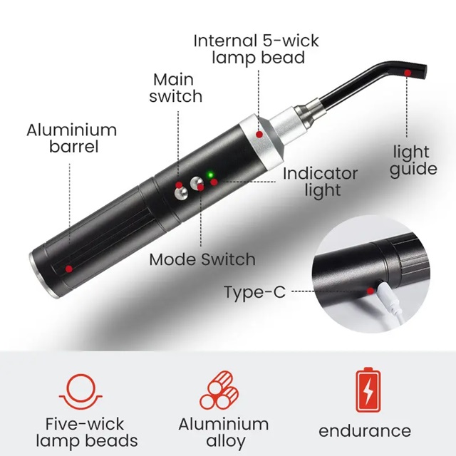 Handheld Red Light Therapy Pen Pain Relief Infrared Pulse Function Led Light Therapy Lamp Flashlight