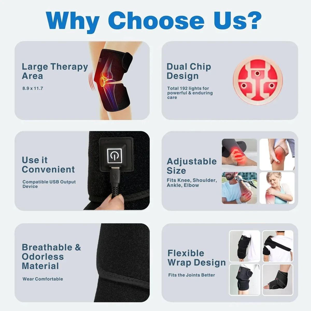 Knee Pain Relief With Infrared Led Shoulder Elbow Wrap and Red Light Treatment for Knee Pads Customized Logo by the Manufacturer