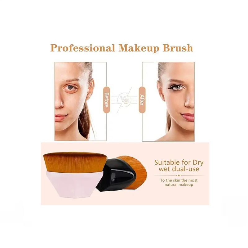 Cream Powder Cosmetics Flat Top Kabuki Hexagon Face Blush Liquid Powder Foundation Makeup Brush