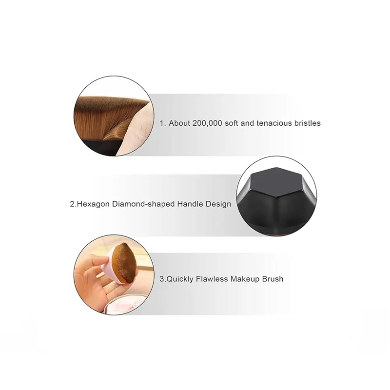 Cream Powder Cosmetics Flat Top Kabuki Hexagon Face Blush Liquid Powder Foundation Makeup Brush
