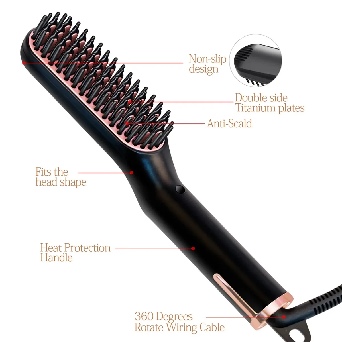 Professional Curler Comb Fashion Fast Heating Ceramic Electric Hair Straightener Hair Brush Beard & Mustache Combs
