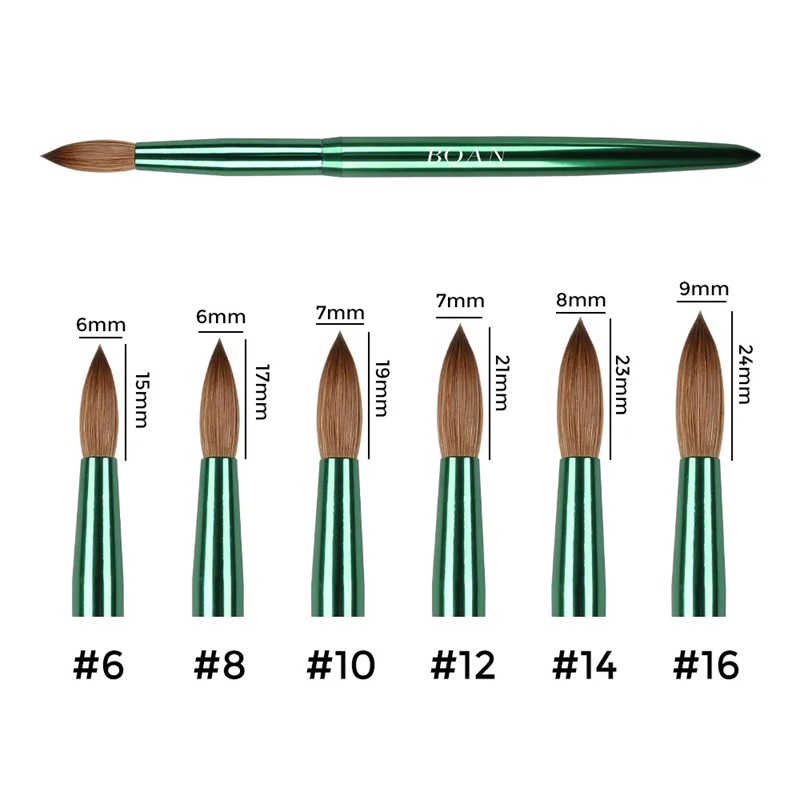 Nail Academy 100% Kolinsky Nail Acrylic Brush 16 Sable Hair Premium Black Metal Handle Nail Art Brushes for Manicure

