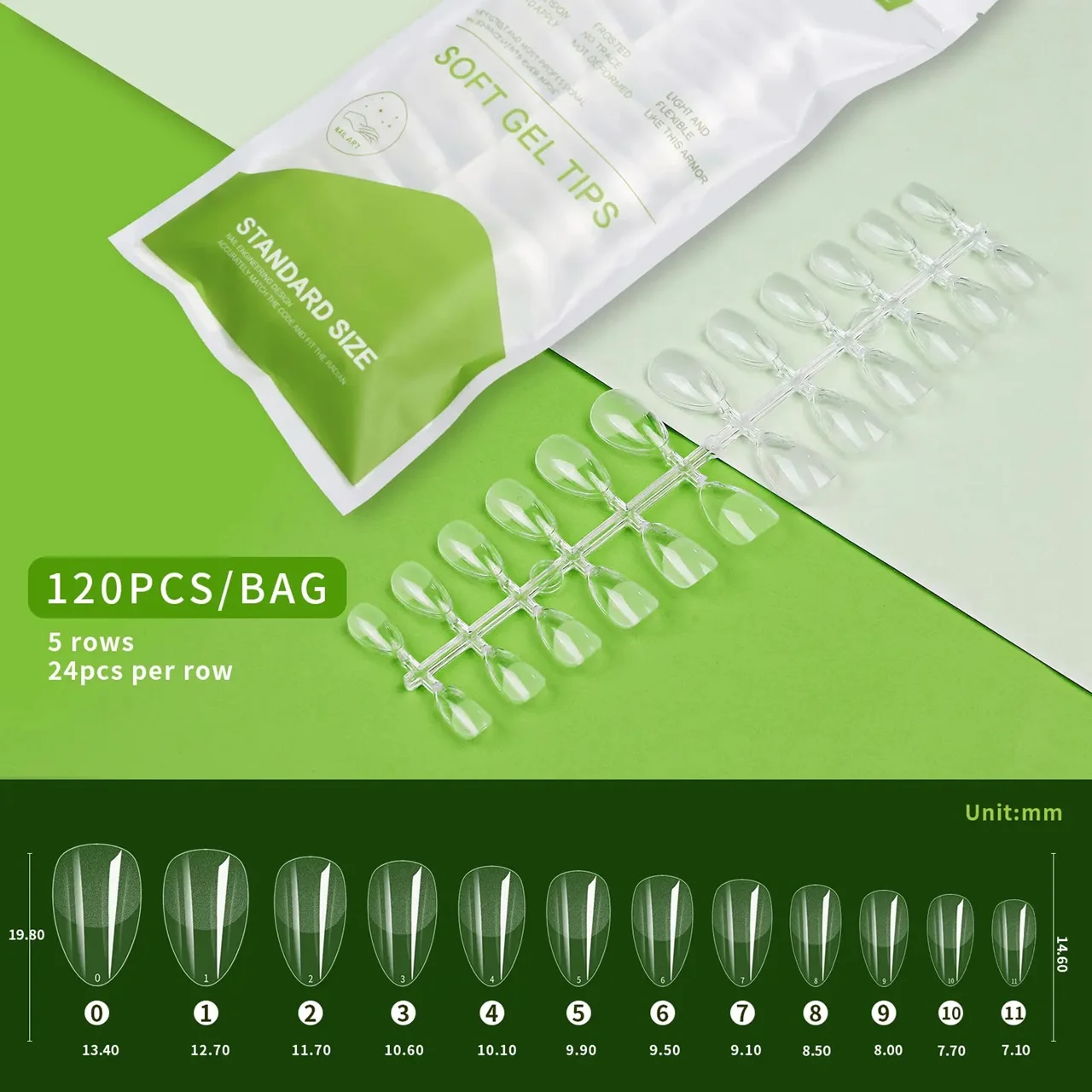 120 Pcs Wholesale Acrylic French Style Natural False Full Cover Artificial Nail Art Tips Soft Gel Tips