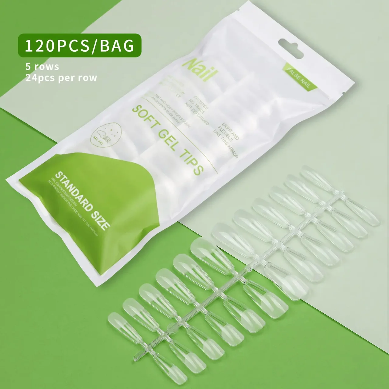 120 Pcs Wholesale Acrylic French Style Natural False Full Cover Artificial Nail Art Tips Soft Gel Tips