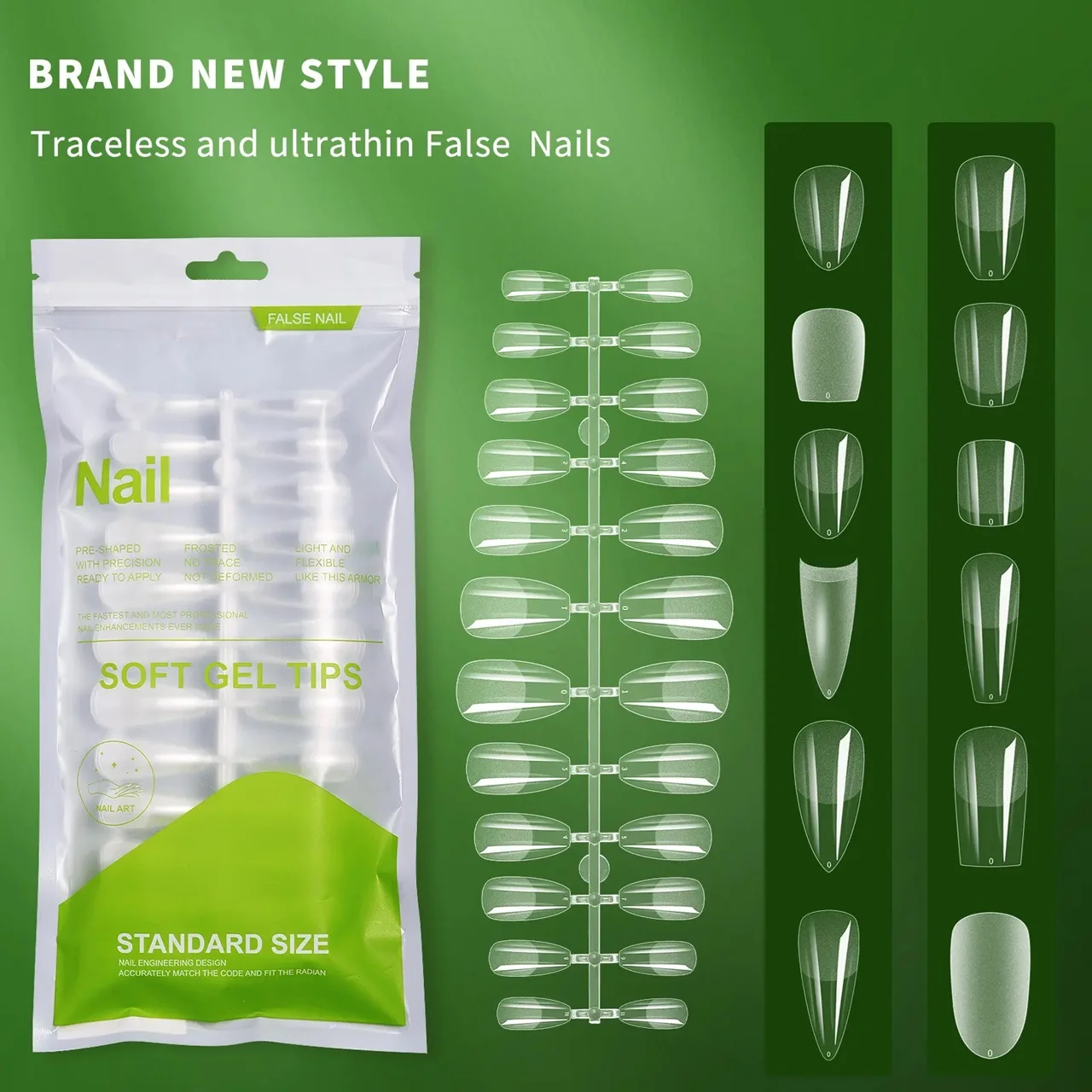 120 Pcs Wholesale Acrylic French Style Natural False Full Cover Artificial Nail Art Tips Soft Gel Tips
