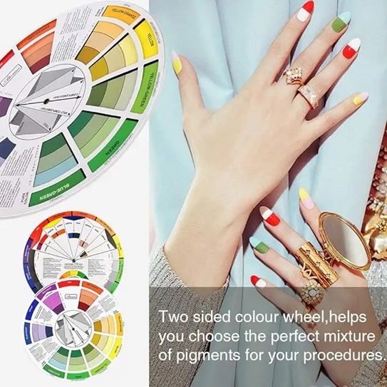 1Pcs 12 Color Tattoo Paper Card Wheel Chromatic Eyebrow Nails Professional Pigment
