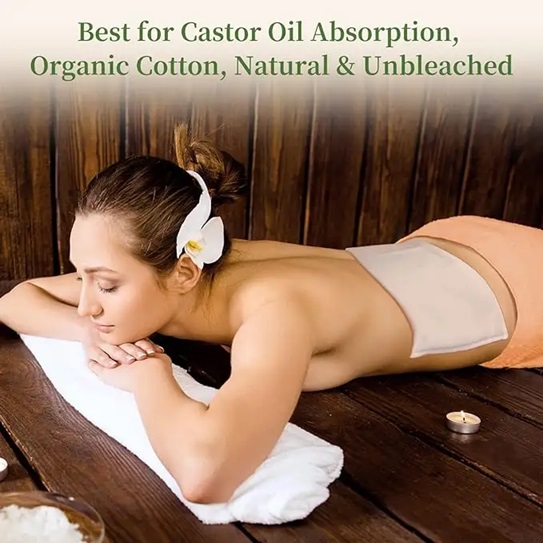 Unbleached Wool Mess-Free Reusable Soothing Heat Compress Liver Abdomen Joints Castor Oil Pack Wrap Flannel
