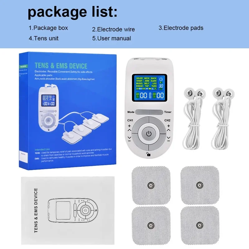 New Arrivals Tens EMS Therapy Device 12 Modes Massage Muscle Stimulator Rechargeable Electronic Pulse Tens Unit for Pain Relief