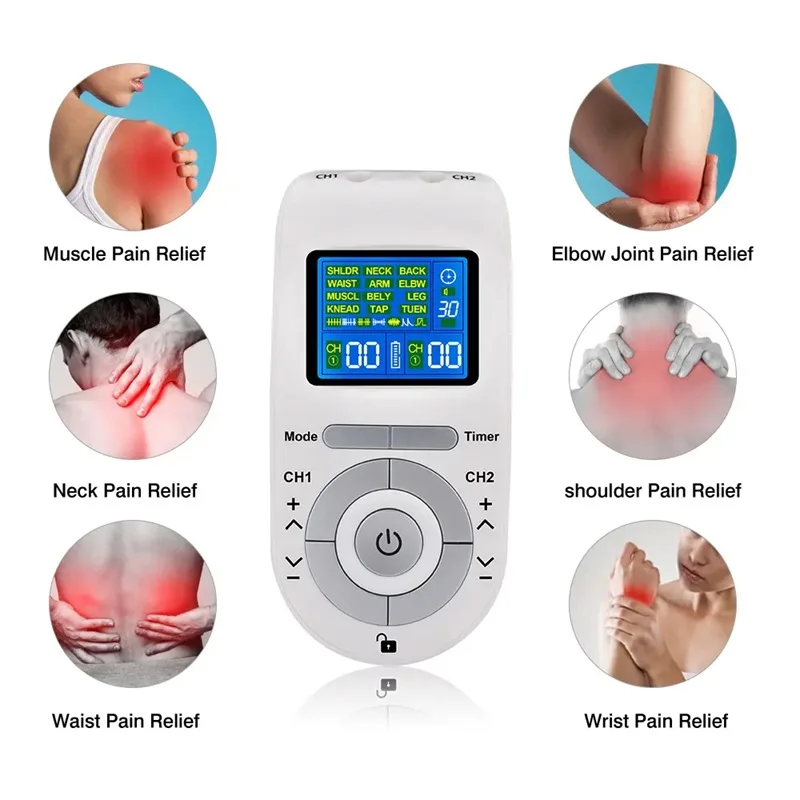 New Arrivals Tens EMS Therapy Device 12 Modes Massage Muscle Stimulator Rechargeable Electronic Pulse Tens Unit for Pain Relief
