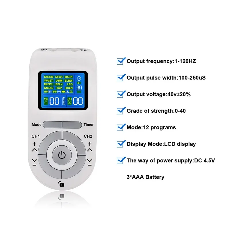 New Arrivals Tens EMS Therapy Device 12 Modes Massage Muscle Stimulator Rechargeable Electronic Pulse Tens Unit for Pain Relief