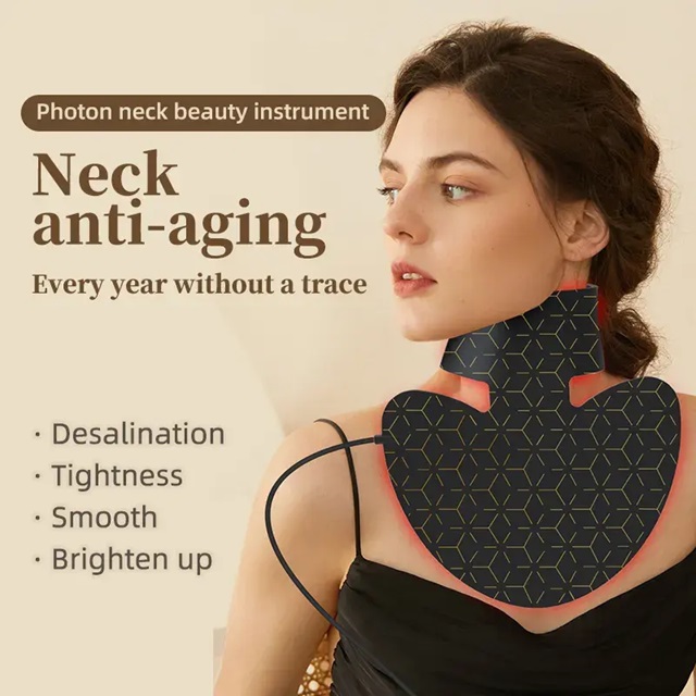 Infrared Red Light Therapy Silicone Female Neck Mask LED Photo Therapy Neck Mask Beauty Soft Silicone Neck Mask
