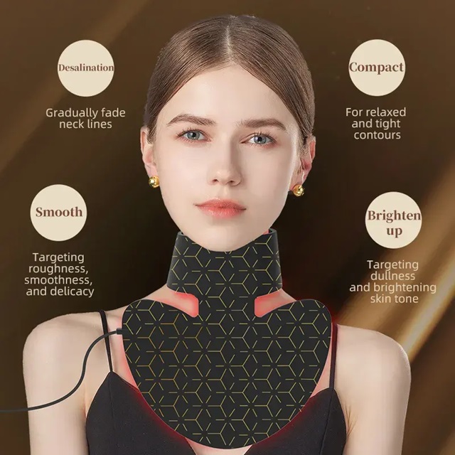 Infrared Red Light Therapy Silicone Female Neck Mask LED Photo Therapy Neck Mask Beauty Soft Silicone Neck Mask
