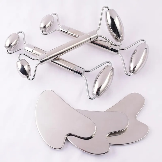 Stainless Steel Gua Sha and Roller Set