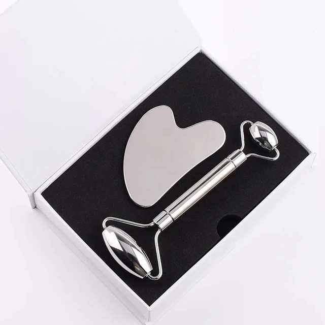 Stainless Steel Gua Sha and Roller Set