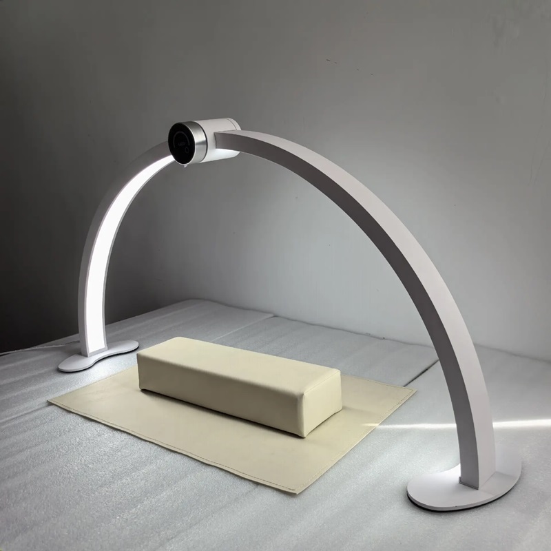 48W Rhinestone Led Nail Desk Lamp Touch Screen Intelligent Digital Display Half Moon Light Table Lamp for Nail Lashes Eyelash
