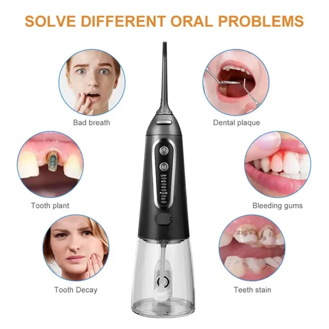 Portable 300ML Oral Irrigator Dental Care Smart Powerful Detachable Dental Floss Water Flosser for Teeth USB Rechargeable