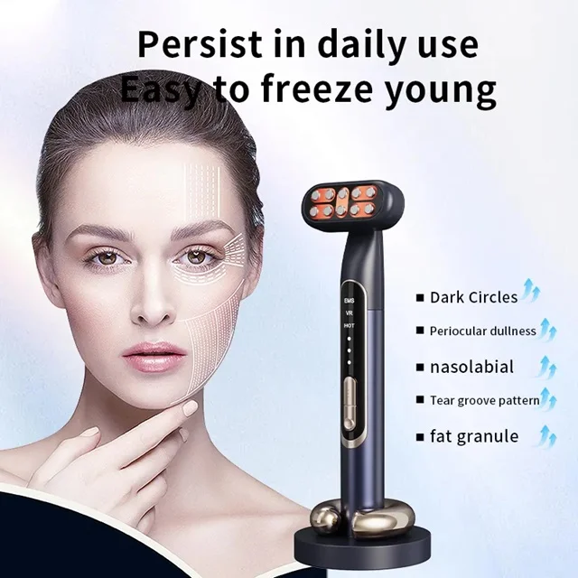Eye Beauty Instrument With Vibration Heating and Red Led Light Eye Massage Equipment Wrinkle Remover Device