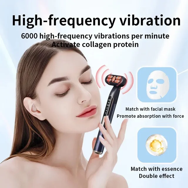 Eye Beauty Instrument With Vibration Heating and Red Led Light Eye Massage Equipment Wrinkle Remover Device