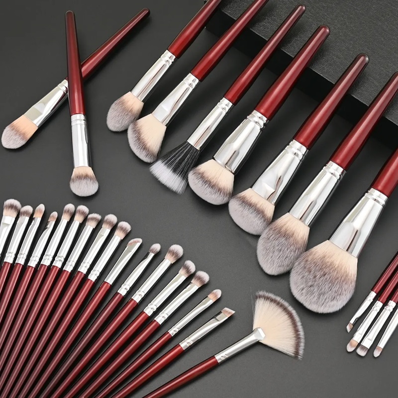 30pcs sample red make up brushes set facial powder blending brush eyeshadow makeup brush set
