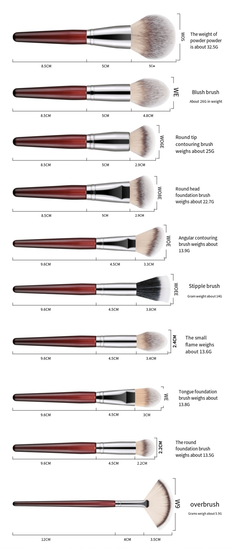 30pcs sample red make up brushes set facial powder blending brush eyeshadow makeup brush set

