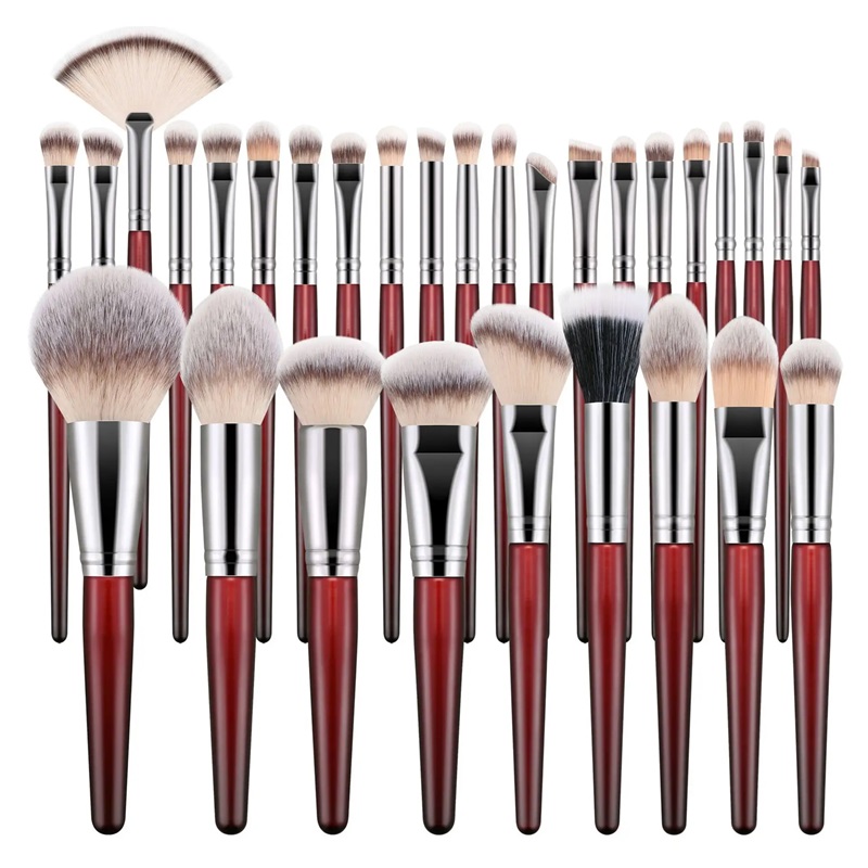 30pcs sample red make up brushes set facial powder blending brush eyeshadow makeup brush set